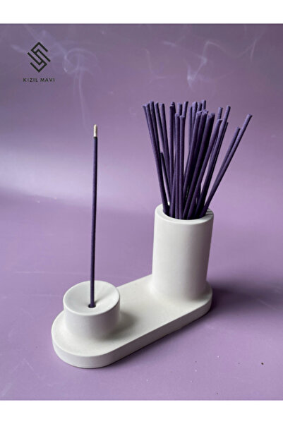 KIZIL MAVİ Beyaz Relax Dekoratif Tütsülük Tütsü Saklama Vazolu