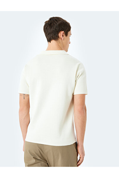 Koton Cotton V Polo Neck Short Sleeve Knitwear T-Shirt