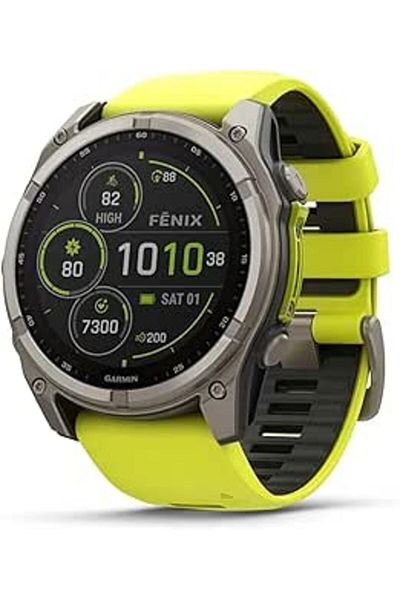 Garmin FENIX 8 - 51 MM, SOLAR, SAPPHIRE TITANIUM WITH AMP YELLOW/GRAPHITE SILICONE BAND