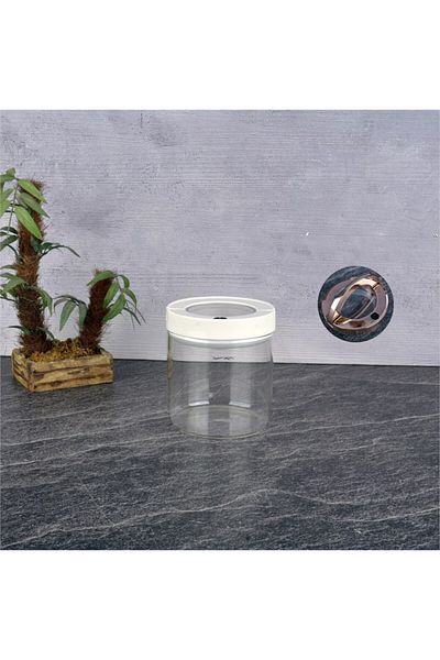 Dream Store 4 Pieces Tohana White Glass Vacuum Jar Set 850Ml-1300Ml-1650Ml-2100Ml