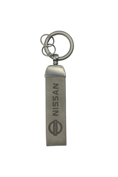 Nissan Car Keychain with Metal Ring, PU Leather Strap, 9cm - NISSAN Logo, Home & Car Use, 1 PCS
