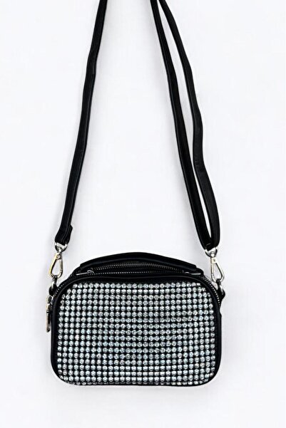 Melissa Boutique Women's Silver Imported Stone Coated Medium Size 19X11X8 cm Hand and Shoulder Bag