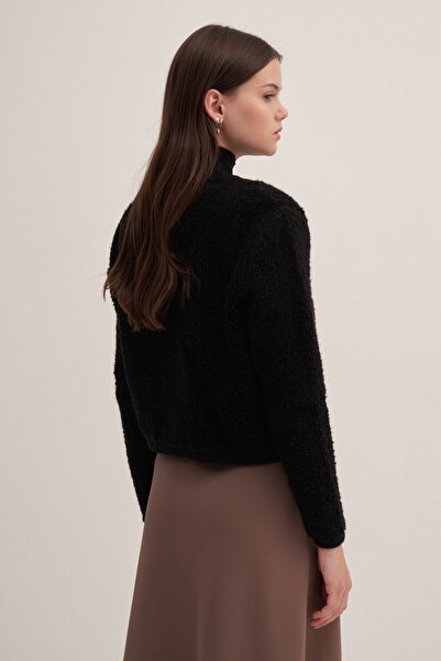 EBU Prive Γυναικεία μάλλινη ζακέτα μαύρη