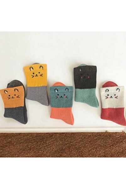 HAYEL 5 чифта многоцветни сладки котешки шарки унисекс момичета момчета зимни кърпи за тенис високо качество