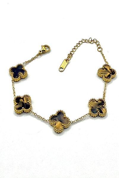 DEMOKAN Kadın Çelik Bileklik Fosfor Yonca Marka Beşli Çift Taraflı Bileklik