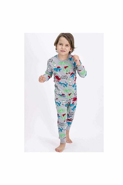 ROLY POLY Gray Dino Boy Pajama Set