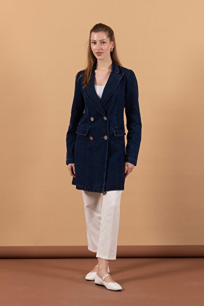 Stilife Синя джинсова куртка з чотирма ґудзиками