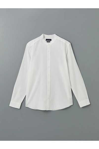 LC Waikiki Southblue White Regular Fit Men's Long Sleeve Shirt