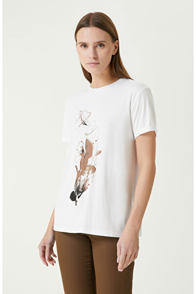 Network Beyaz Çiçek Baskılı T-shirt