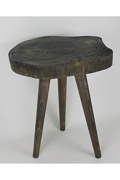 Otantik Çarşı Doğal Ahşap Sehpa 32x45 cm Ahşap Ayaklı Renk Siyah