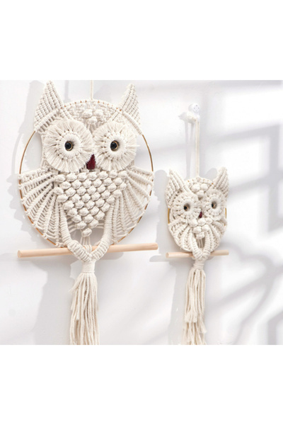 Beauty Box 1 Adet Baykuş Makrome Kapı & Duvar Süsü Kapı Dekorasyonu 46cm*15cm...