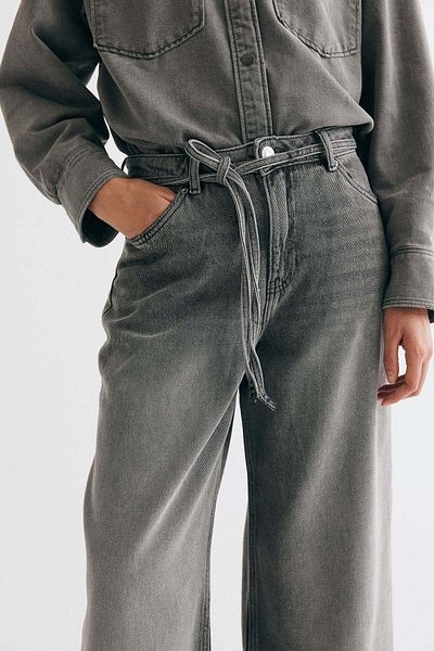 H&M Wide tie-belt jeans