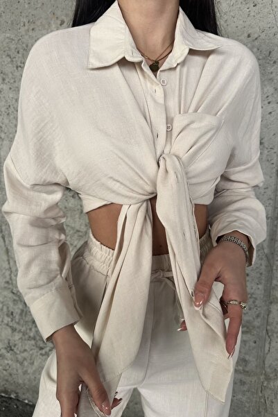 Ded COLLECTION Women's Long Sleeve Shirt Wide Leg Pants Linen Casual Suit
