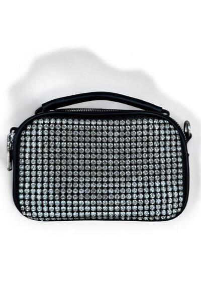 Melissa Boutique Women's Silver Imported Stone Coated Medium Size 19X11X8 cm Hand and Shoulder Bag