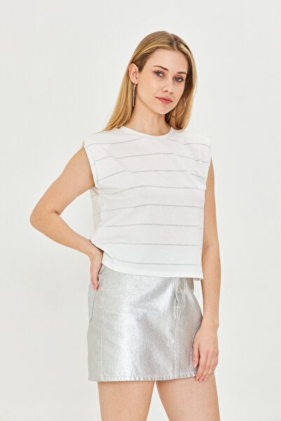 Dİ GİYİM Women's Shoulder Vatka Detail T-Shirt