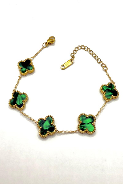 DEMOKAN Women's Steel Bracelet Phosphor Clover Brand Pentacle Double Sided Bracelet