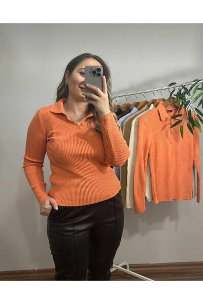 hedef giyim Polo Neck Buttoned Ribbed Body Sweater