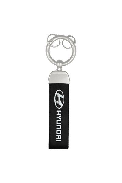 Hyundai Leather Strap Keychain, Metal Finish Car Keychain