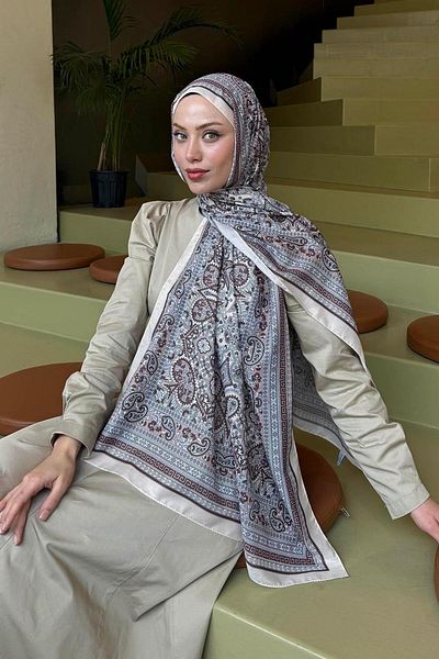 lamelif.com Şal moale cu model retro bej