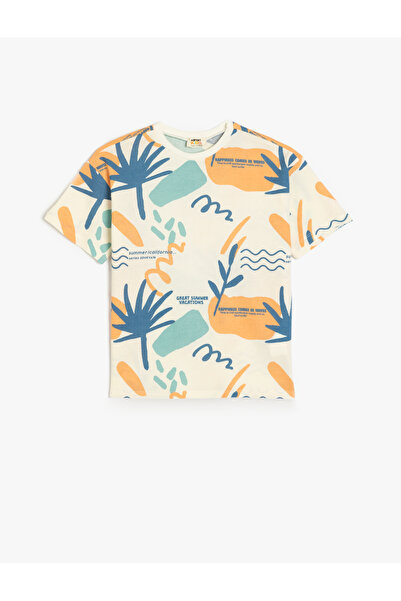 Koton Памучна тениска с кръгло деколте и къс ръкав