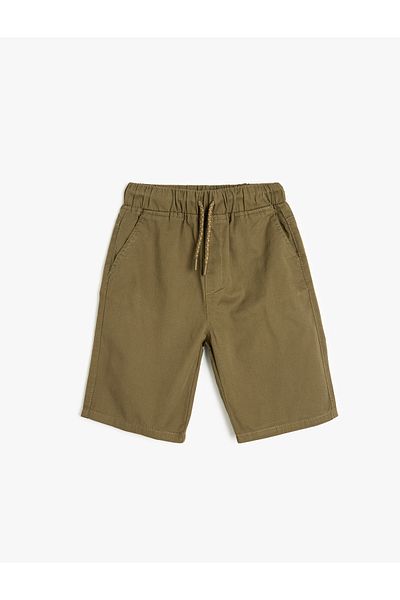 Koton Cotton Basic Shorts with Tie Waist Pocket Detail