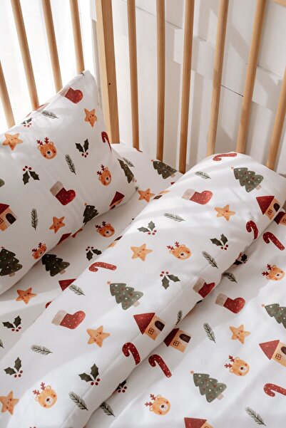 Lollie Baby&Kids طقم غطاء لحاف وملاءة للأطفال للعام الجديد - 60x120 سم، قطن س...