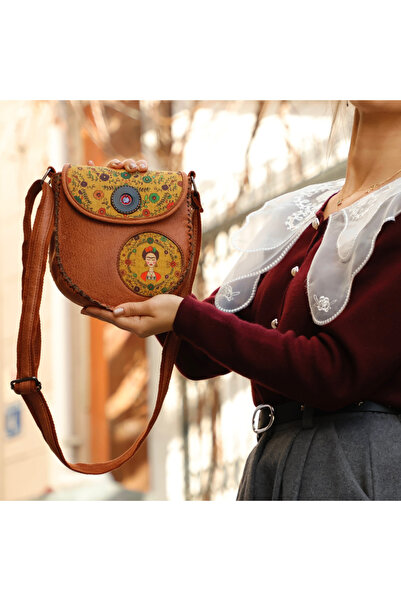 HOODİEMOUSE Klasik Frida Çapraz Örgülü Kol Çantası Etnik Bohem Style - Taba