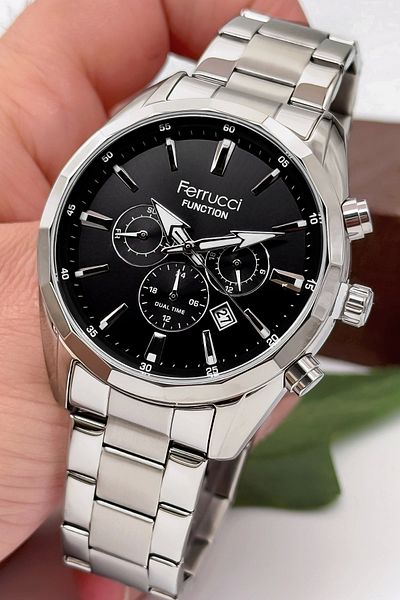 Ferrucci Function Men's Wristwatch Silver Color Steel Cord & Case 3 Atm Water Resistance Zmfer041