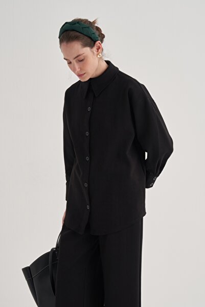 EBU Prive Black Basic Steel Knitted Women's Shirt