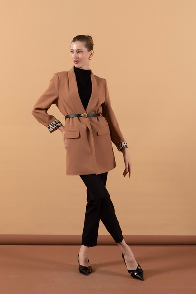 Stilife Şal Yaka Blazer Ceket Camel