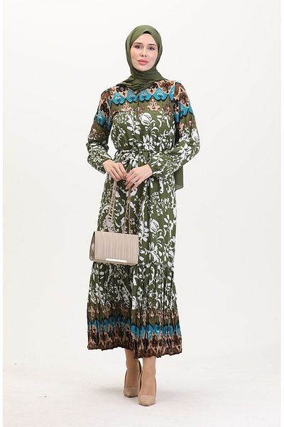 Gelince Amelia Farbal Viscose Dress with Belt Size S-M-L-Xl