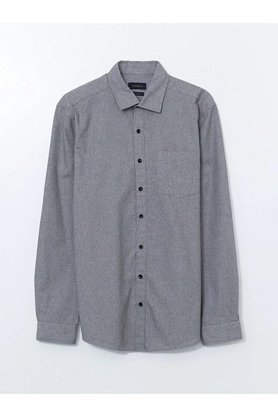 LC Waikiki Southblue Gray Slim Fit Men's Long Sleeve Shirt