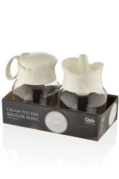 Qlüx Glass Sugar Bowl and Milk Jug Set