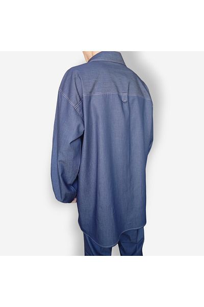 Dirhem Men's Blue Pocket Shirt