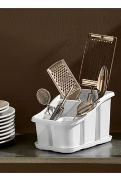 Dünya Plastic Cutlery Drainer with Plate 20X13X15 CM