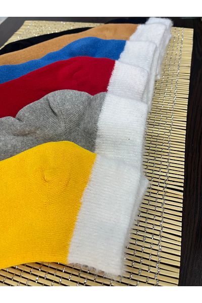 Leement socks Дамски къси хавлиени чорапи Anch Plush Yarn, цветни, 6 чифта