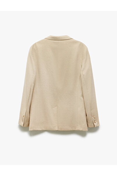 Koton Viscose Blended Pique Fabric Mono Collar Slim Fit Blazer Jacket with Buttoned Pockets