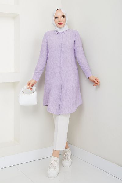 Kirazgym Linen Fabric Long Shirt Tunic