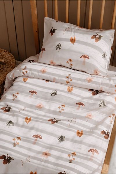 Lollie Baby&Kids Baby Crib, Park Bed (70X110Cm) Duvet Cover & Sheet Set, Cotton Satin - Forest