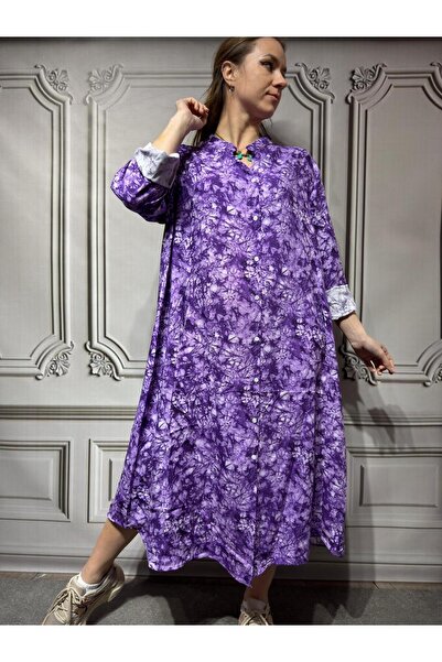 AGORATEKSTİL Γυναικείο φόρεμα πουκάμισο με μακρυμάνικο σχέδιο από ύφασμα βισκ...