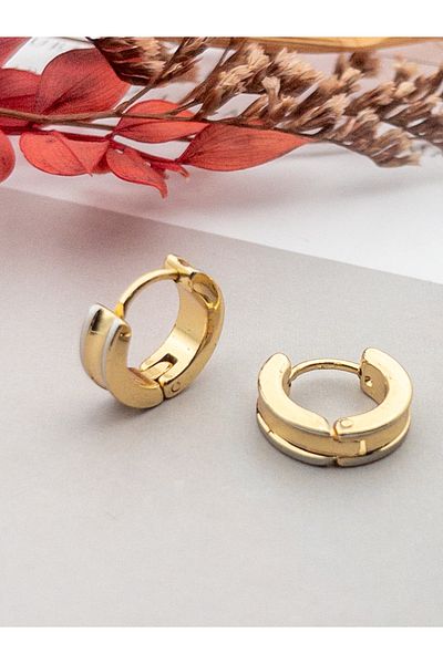 Siya Silver Gold Color Minimal Steel Hoop Earrings-1,3 cm