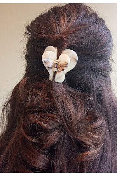 CAŞ DEKORASYON Cream Color Heart Figured Bone Peg Buckle