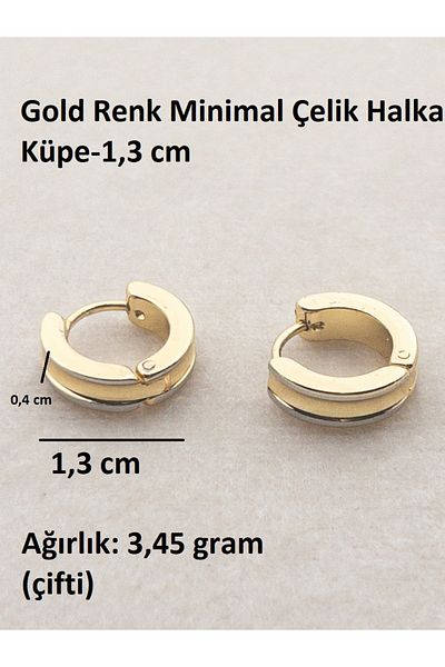 Siya Silver Gold Color Minimal Steel Hoop Earrings-1,3 cm