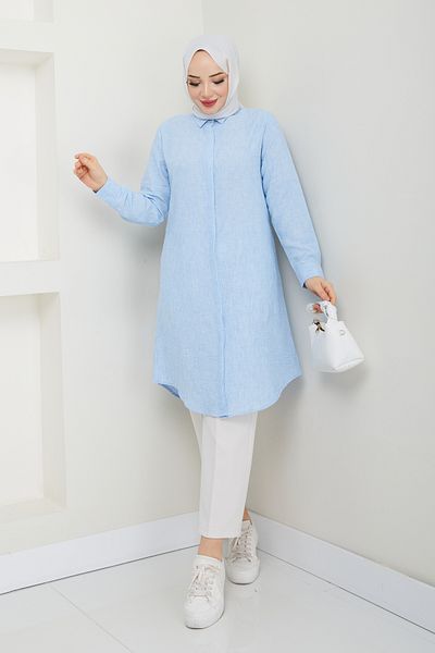 Kirazgym Linen Fabric Long Shirt Tunic