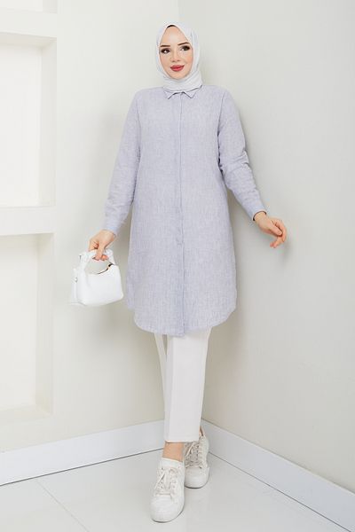 Kirazgym Linen Fabric Long Shirt Tunic