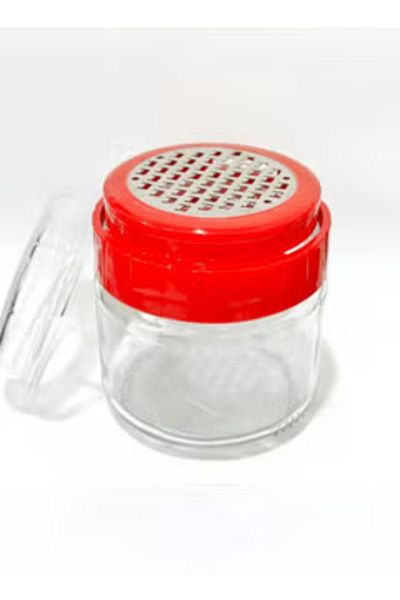 Qlüx Stainless Steel Grater With Glass Jar 300 ML and Plastic Cover 2 Pcs Set