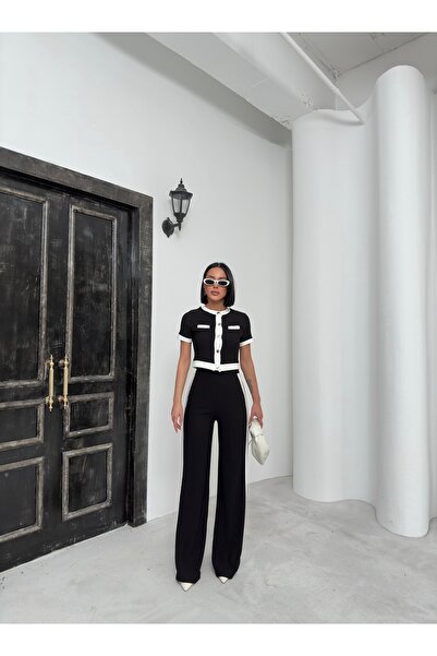 BEJNA Női rövid ujjú csíkos részletes alsó felső öltöny