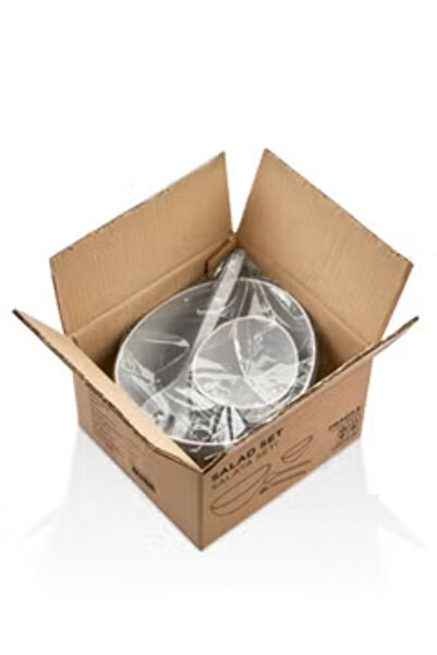 Generic Plastic Salad 7 Pcs Set: Large Bowl with 4 Small Bowls with Spoon and Fork for Mixing