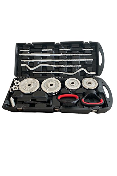 HEPİTOP Çantalı Döküm Demir Plaka Dambıl Seti 55 Kg Krom Dumbbell Set