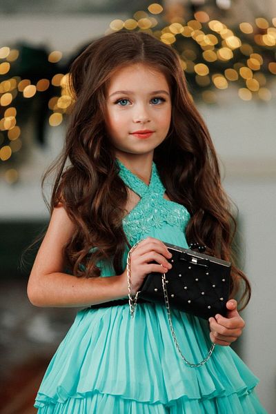 Ribbon kids Female Child Custom Design Katkat Chiffon Dress&Embroidery Rendering Denim Coat&Bag&Belt Combo